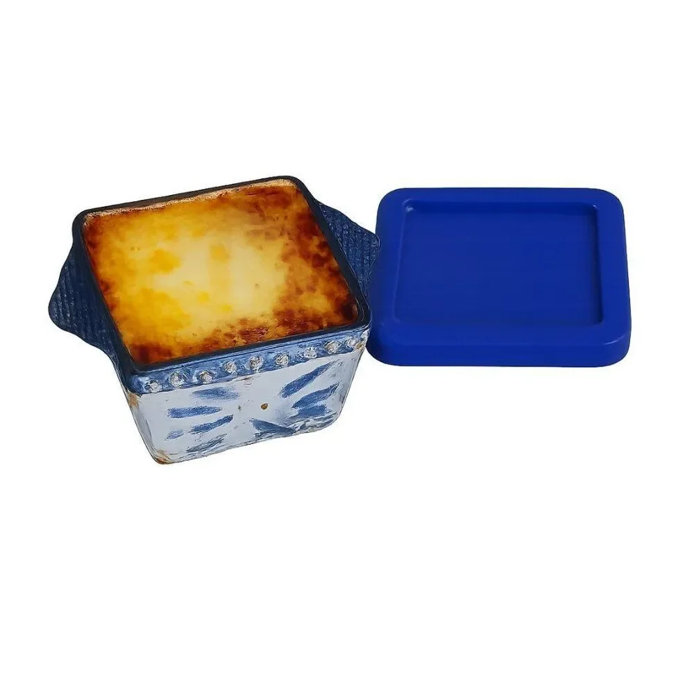 Temp-tations Ramekins Old World Ovenware Bakeware Cookware 10 oz Blue Lids